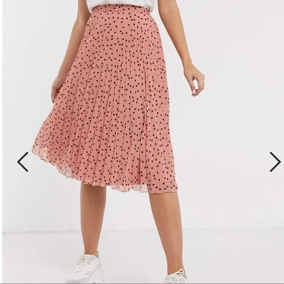 ASOS Oasis Polka Dot Pleated Midi Skirt - Picture 2 of 5